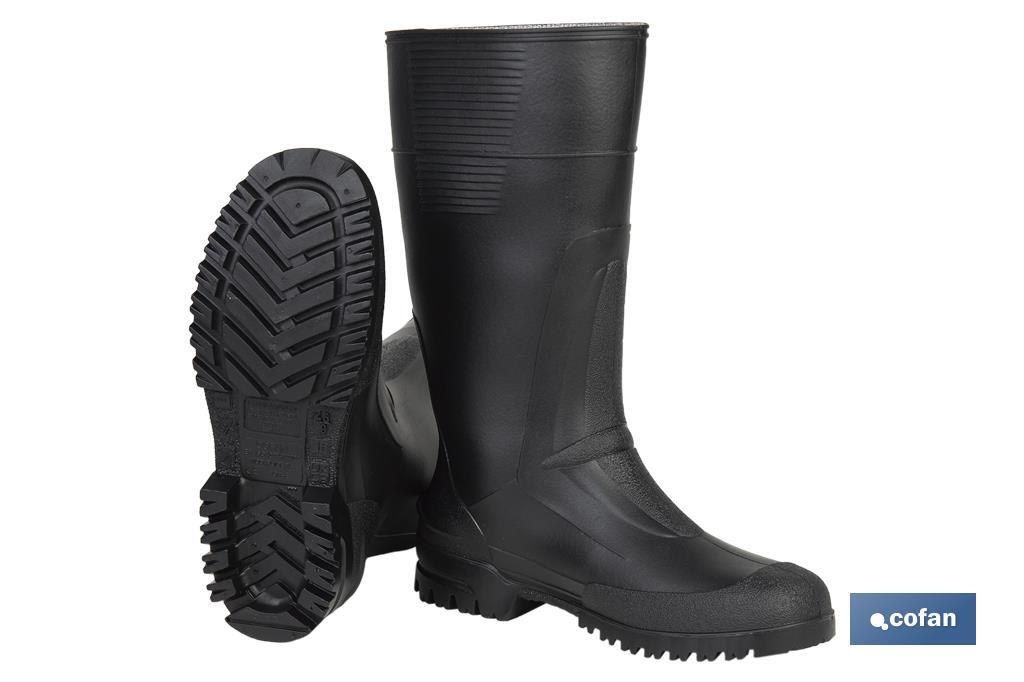 Bota de Agua | Alta | Fabricada PVC | Color Negro | Recubrimiento Interior de Punto